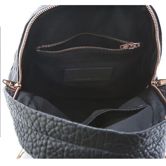 NWT ALEXANDER Wang Pebbled Black Leather Backpack Handbag with Studded Rose Gold - Picture 10 of 12